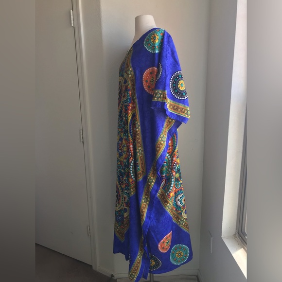 Mumu Kimono Kaftan House Maxi Dress Swimsuit Cover-Up Lightweight Bohemian OSFM - Picture 5 of 16